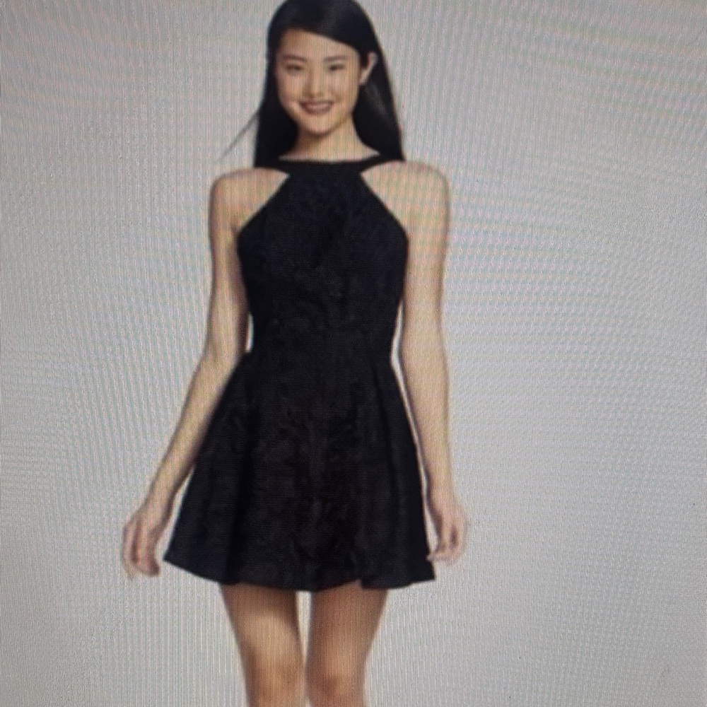 Keepsake The Label. Take It All Lace Halter Dress.  Black. Size Small